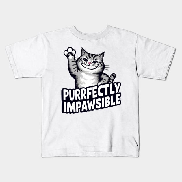 purrfectly impawsible Kids T-Shirt by baseCompass